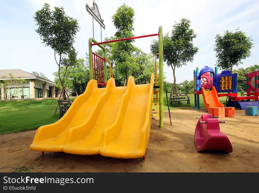 Colorful children playground in the park