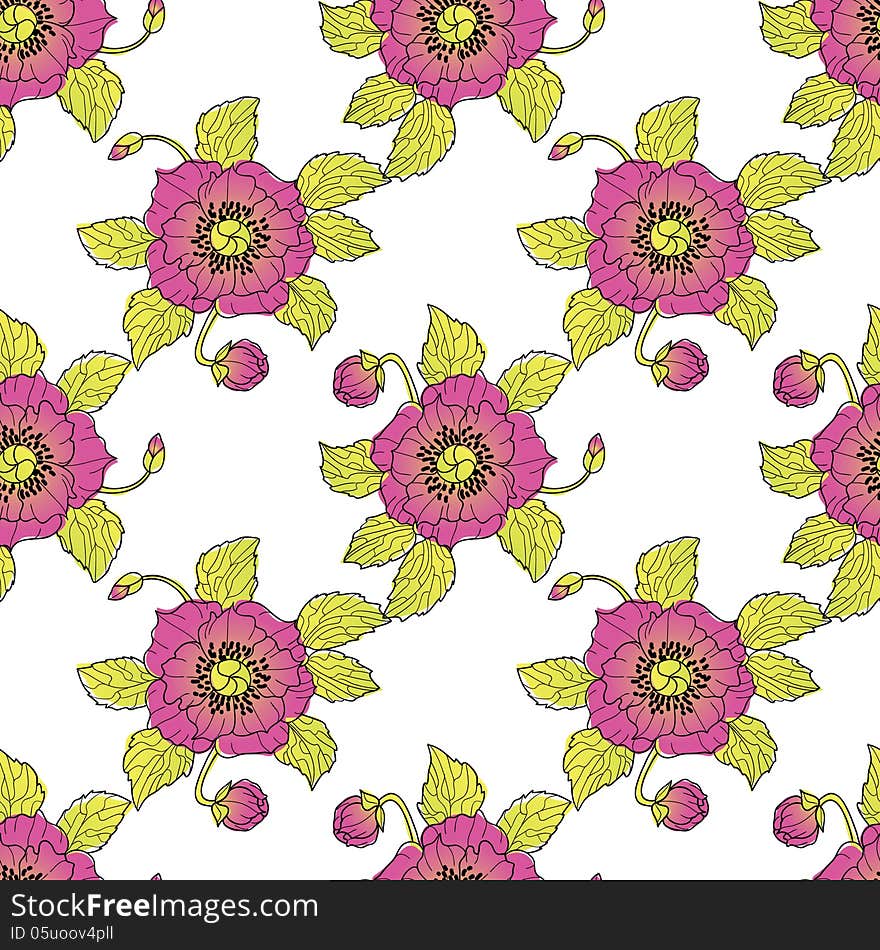 Vector seamless background with flowers. Vector seamless background with flowers