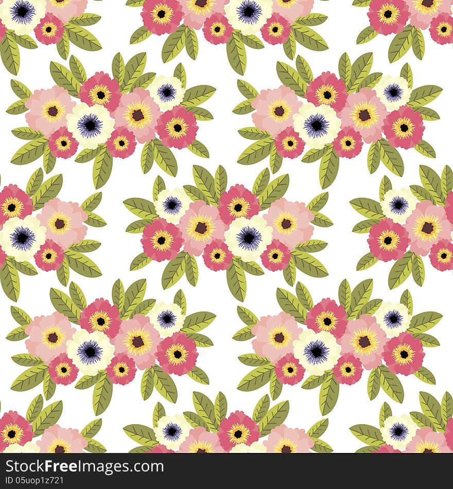 Vector seamless background with flowers. Vector seamless background with flowers