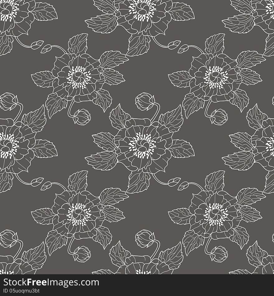 Vector seamless background with flowers. Vector seamless background with flowers