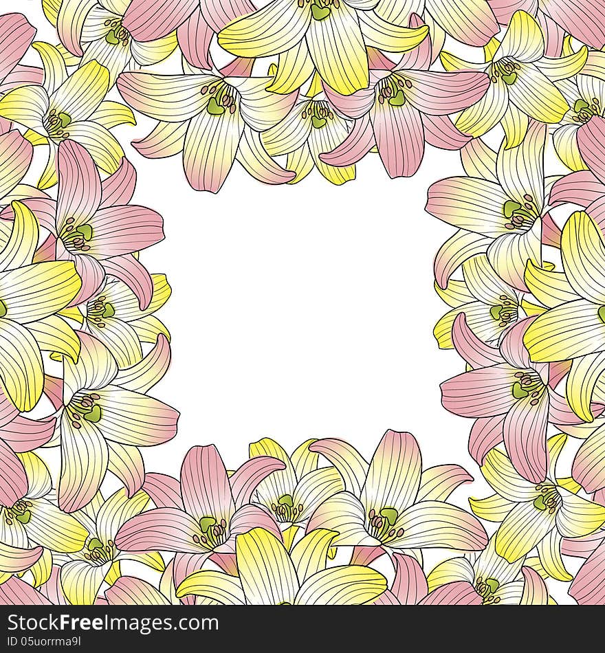 Vector summer background with flowers. Vector summer background with flowers