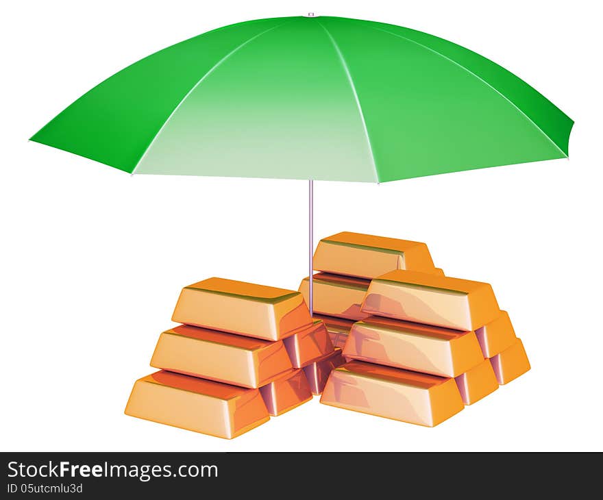 Umbrella protects gold bars