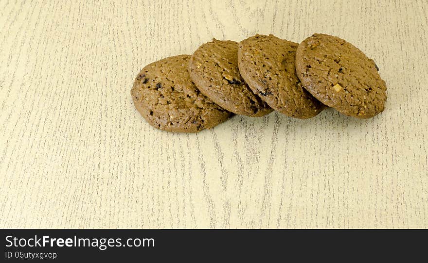 Cookies on wood texture table. Cookies on wood texture table