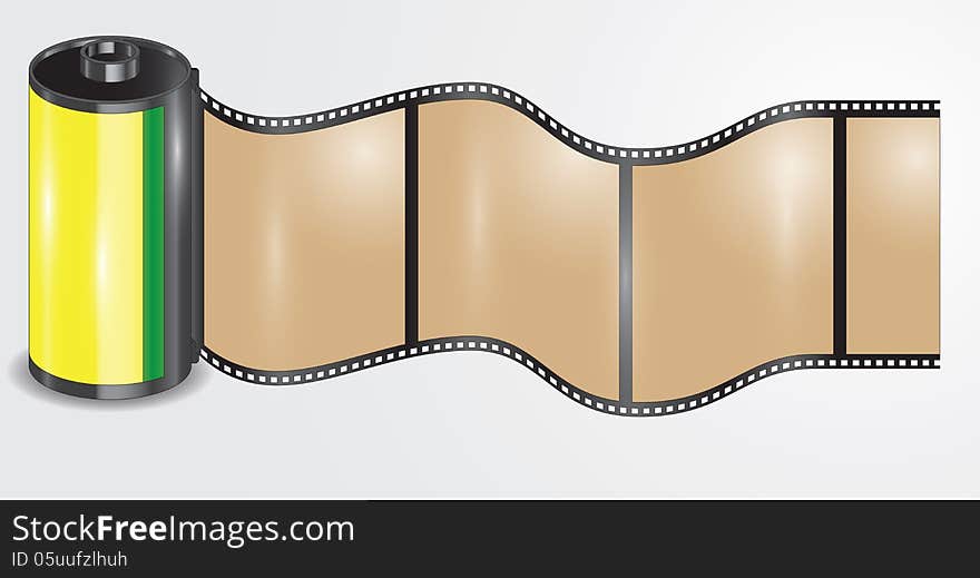 Shaded roll of a photographic film. Vector image