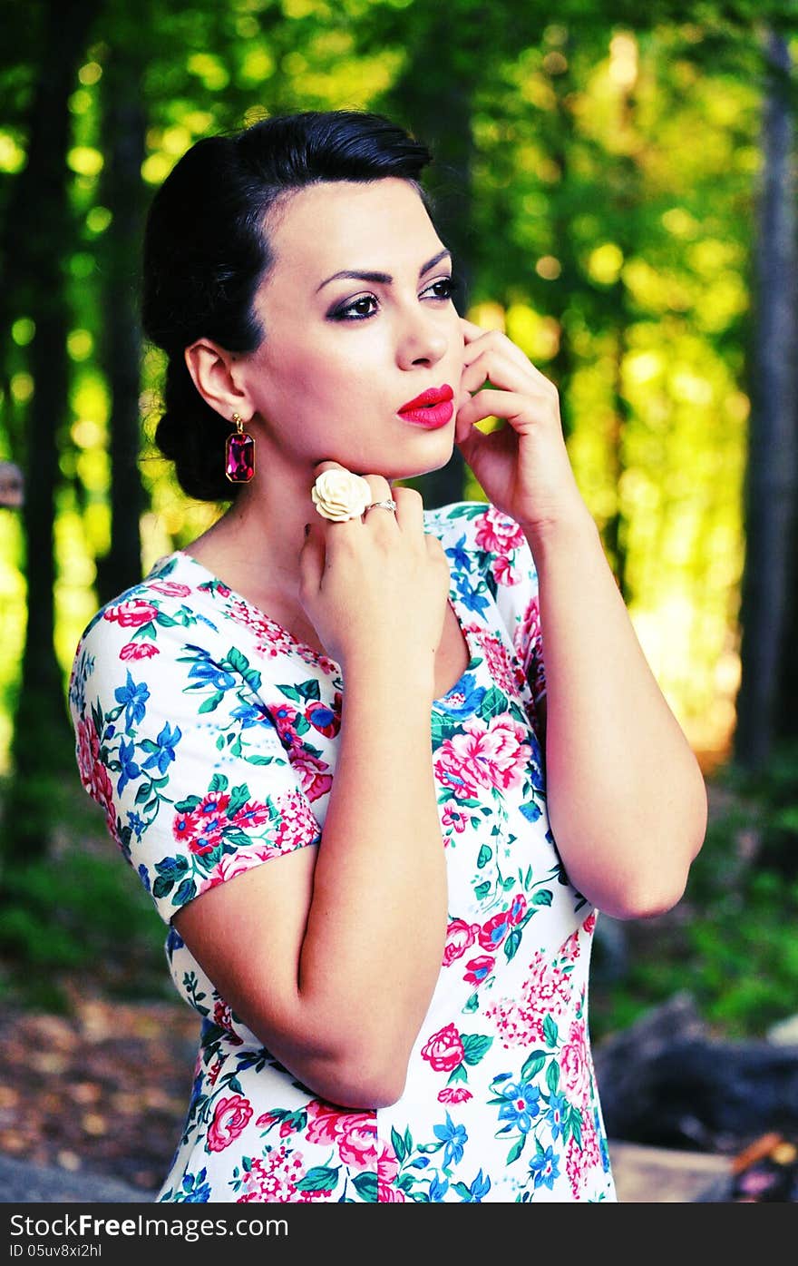 Portrait of a woman in the forest