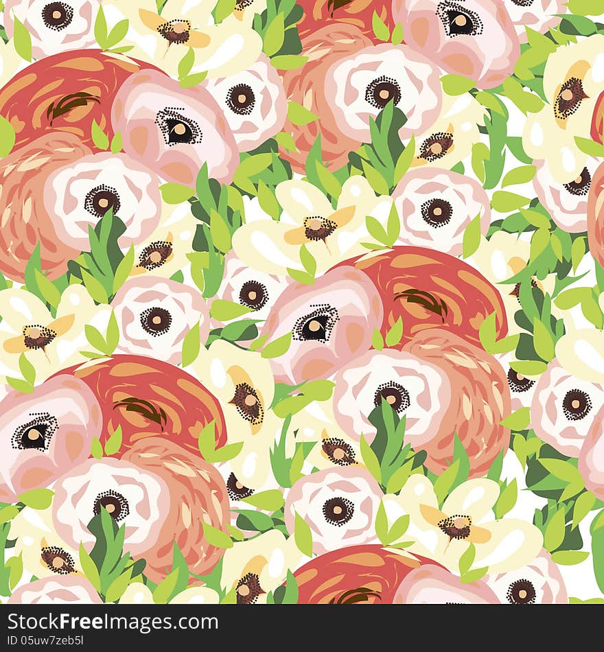 Vector seamless background with flowers. Vector seamless background with flowers