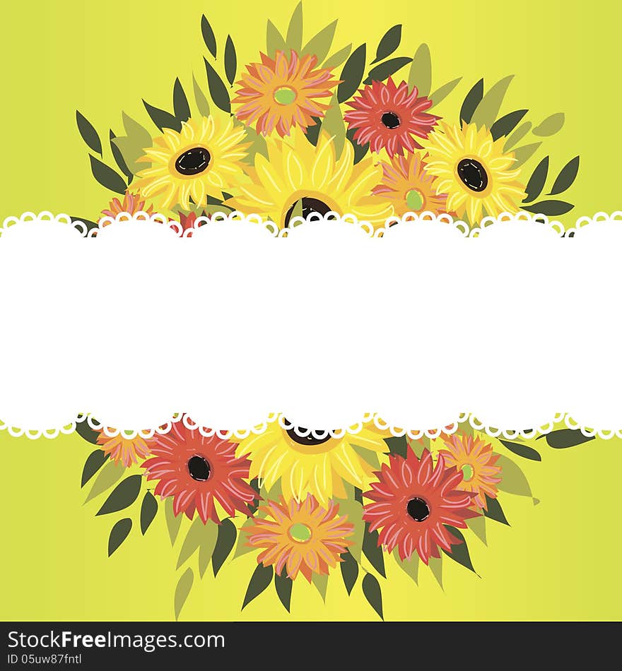 Vector summer background with flowers. Vector summer background with flowers