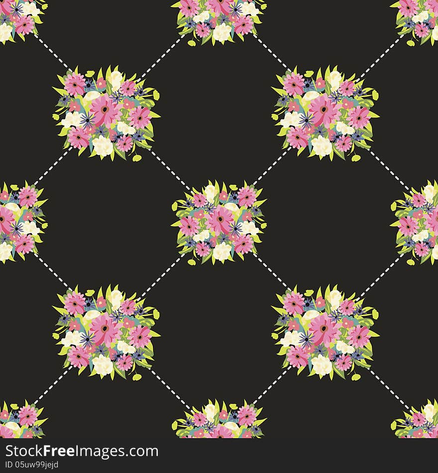 Vector seamless background with flowers. Vector seamless background with flowers