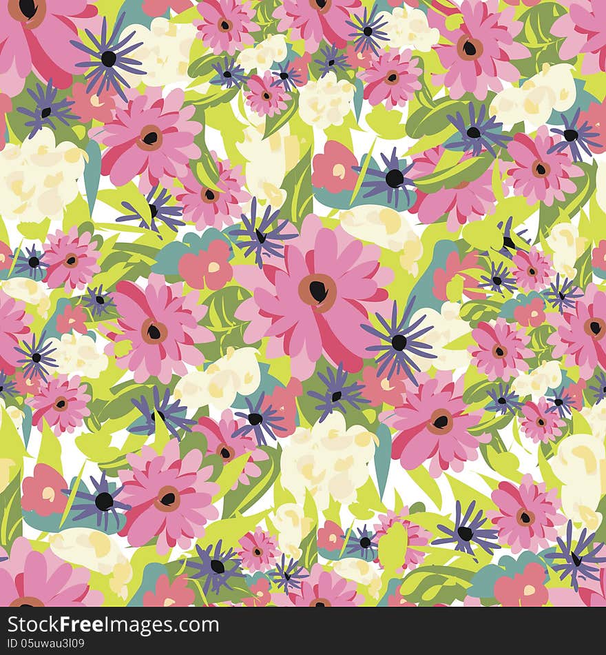 Vector seamless background with flowers. Vector seamless background with flowers