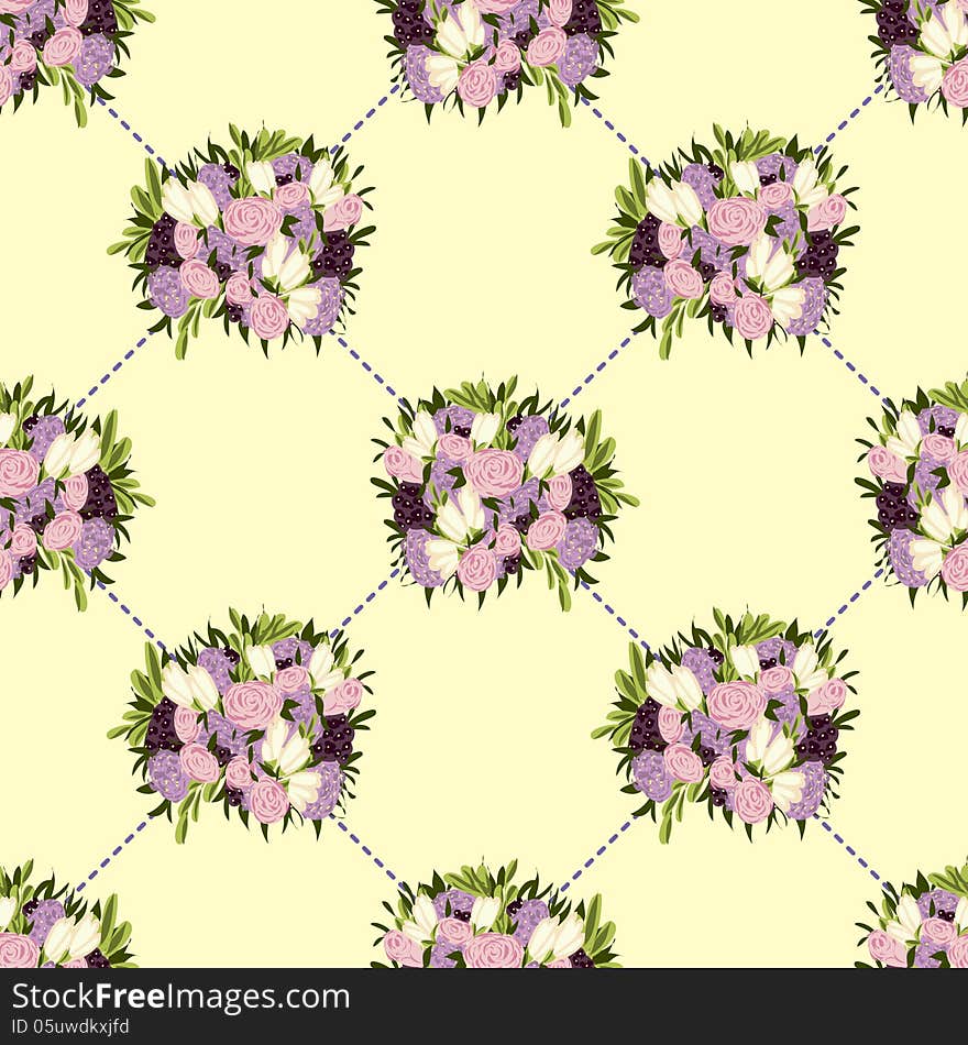 Vector seamless background with flowers. Vector seamless background with flowers