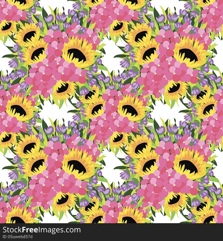 Vector seamless background with flowers. Vector seamless background with flowers