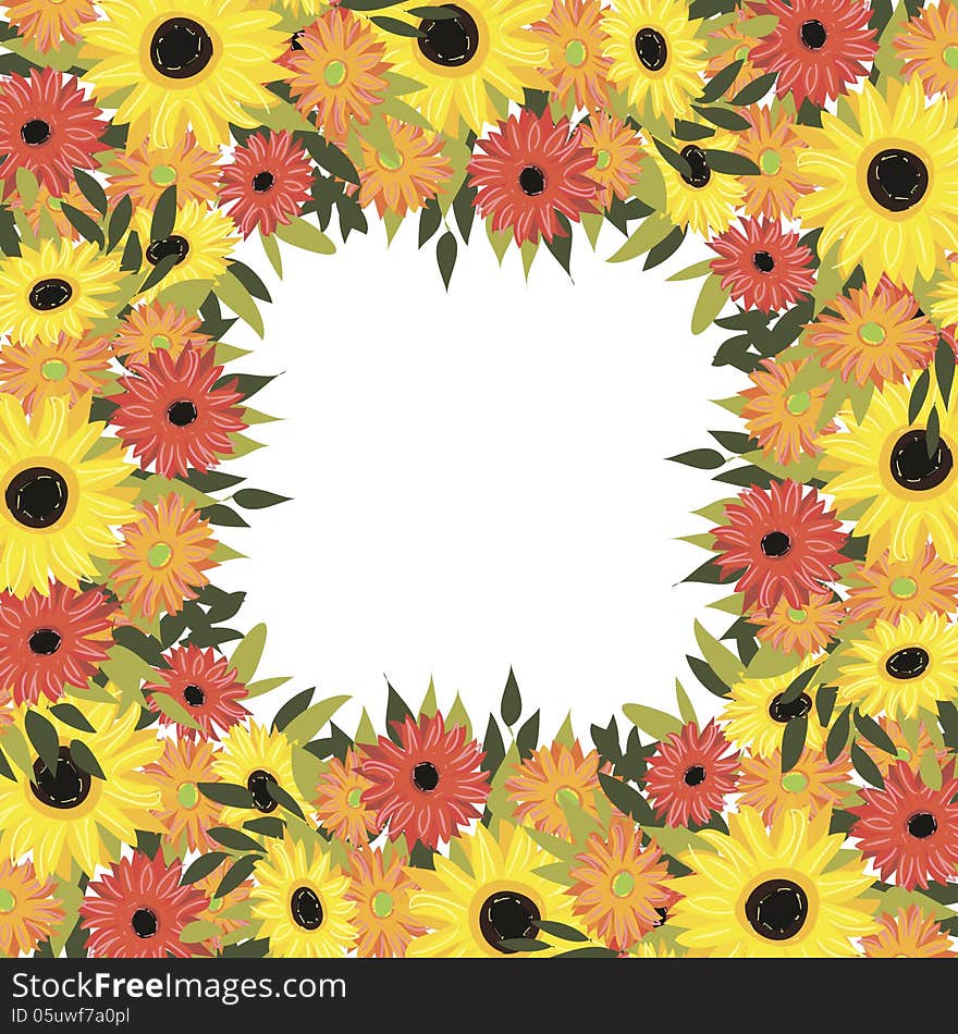 Vector summer background with flowers. Vector summer background with flowers