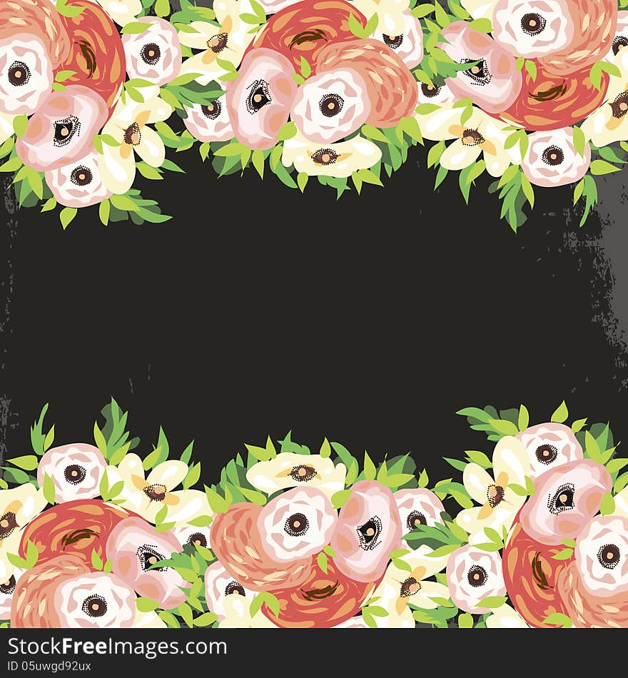 Vector summer background with flowers. Vector summer background with flowers