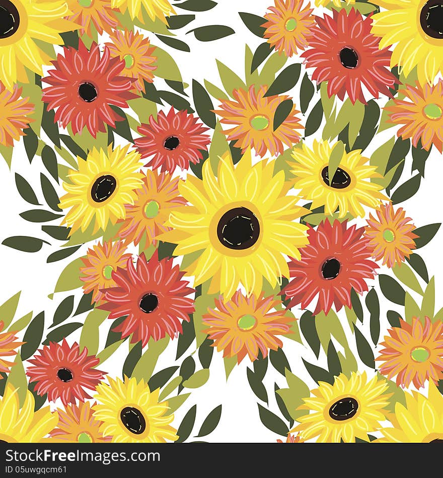 Vector seamless background with flowers. Vector seamless background with flowers