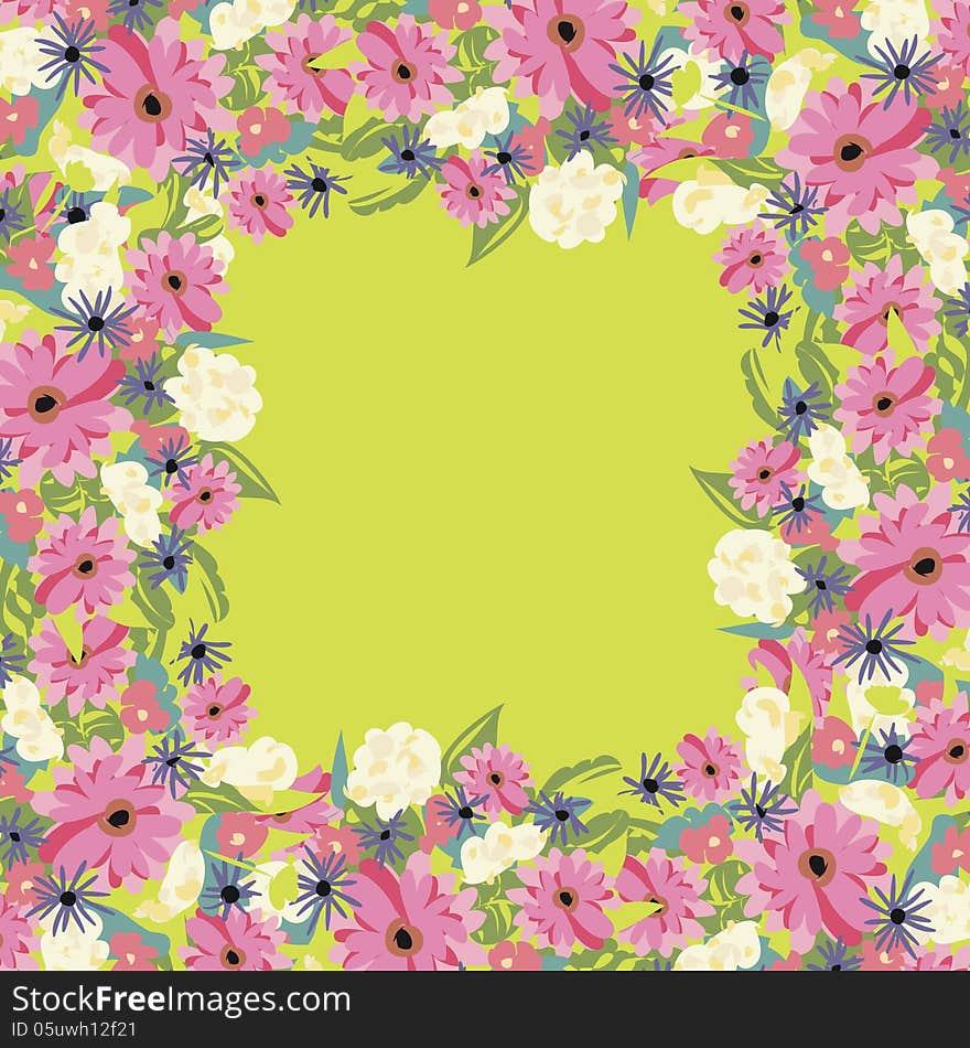 Vector summer background with flowers. Vector summer background with flowers