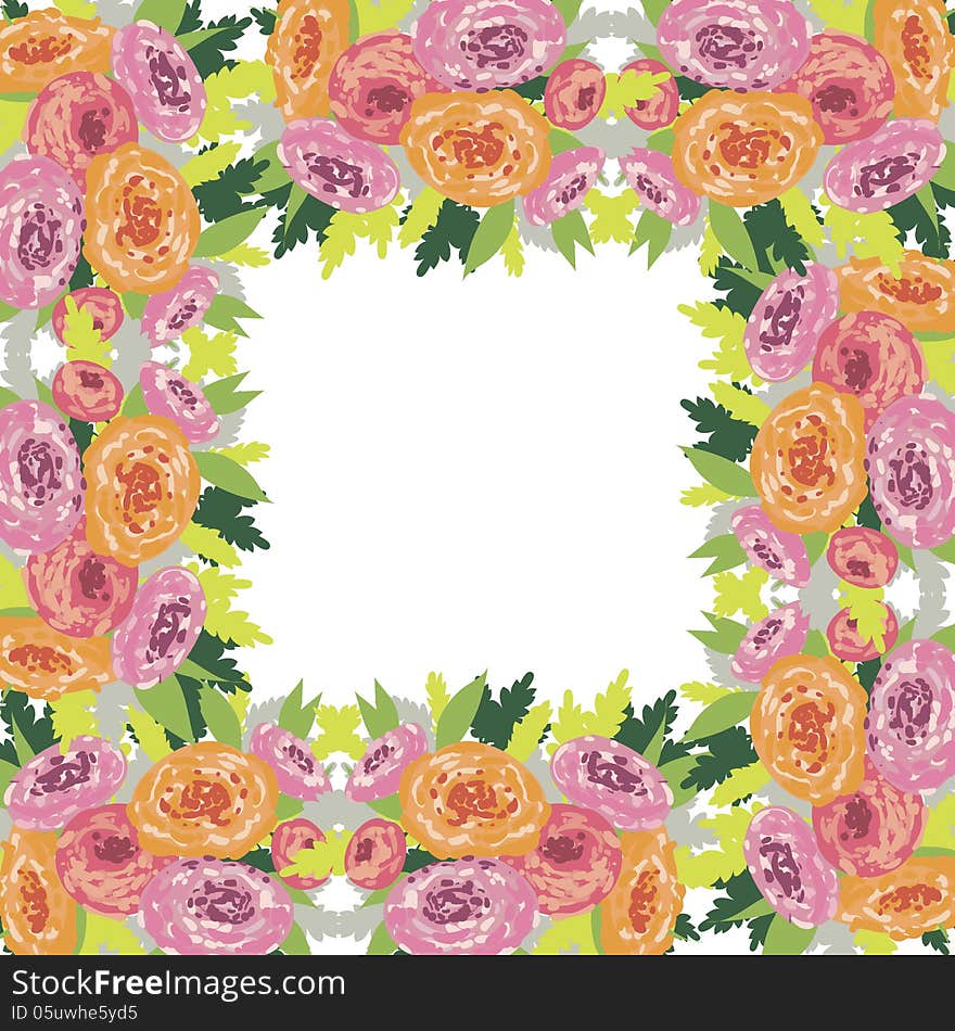 Vector summer background with flowers. Vector summer background with flowers