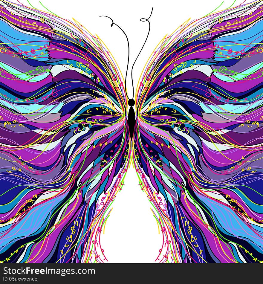 Vector butterfly design. Colorfull EPS 10 concept.