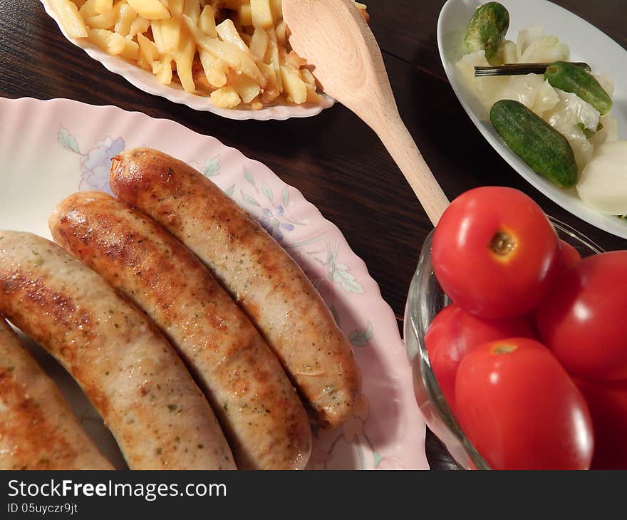 Grilled sausages