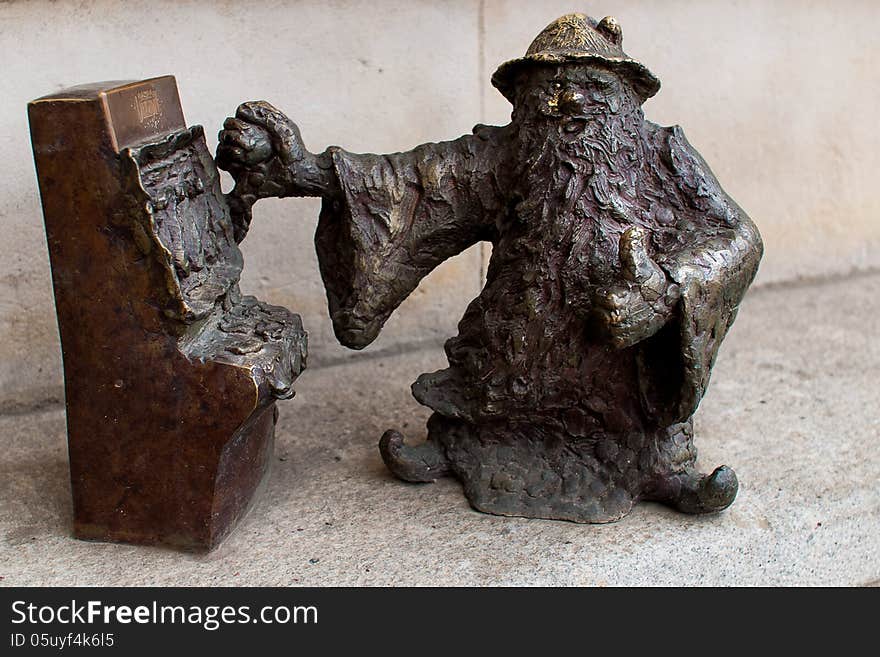 Symbol of Wroclaw, brass dwarf. There are more than 230 in the city and still they come!. Symbol of Wroclaw, brass dwarf. There are more than 230 in the city and still they come!