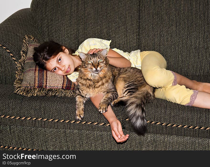 Girl with a cat