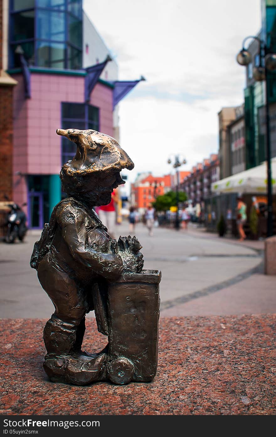 Symbol of Wroclaw, brass dwarf. There are more than 230 in the city and still they come!. Symbol of Wroclaw, brass dwarf. There are more than 230 in the city and still they come!