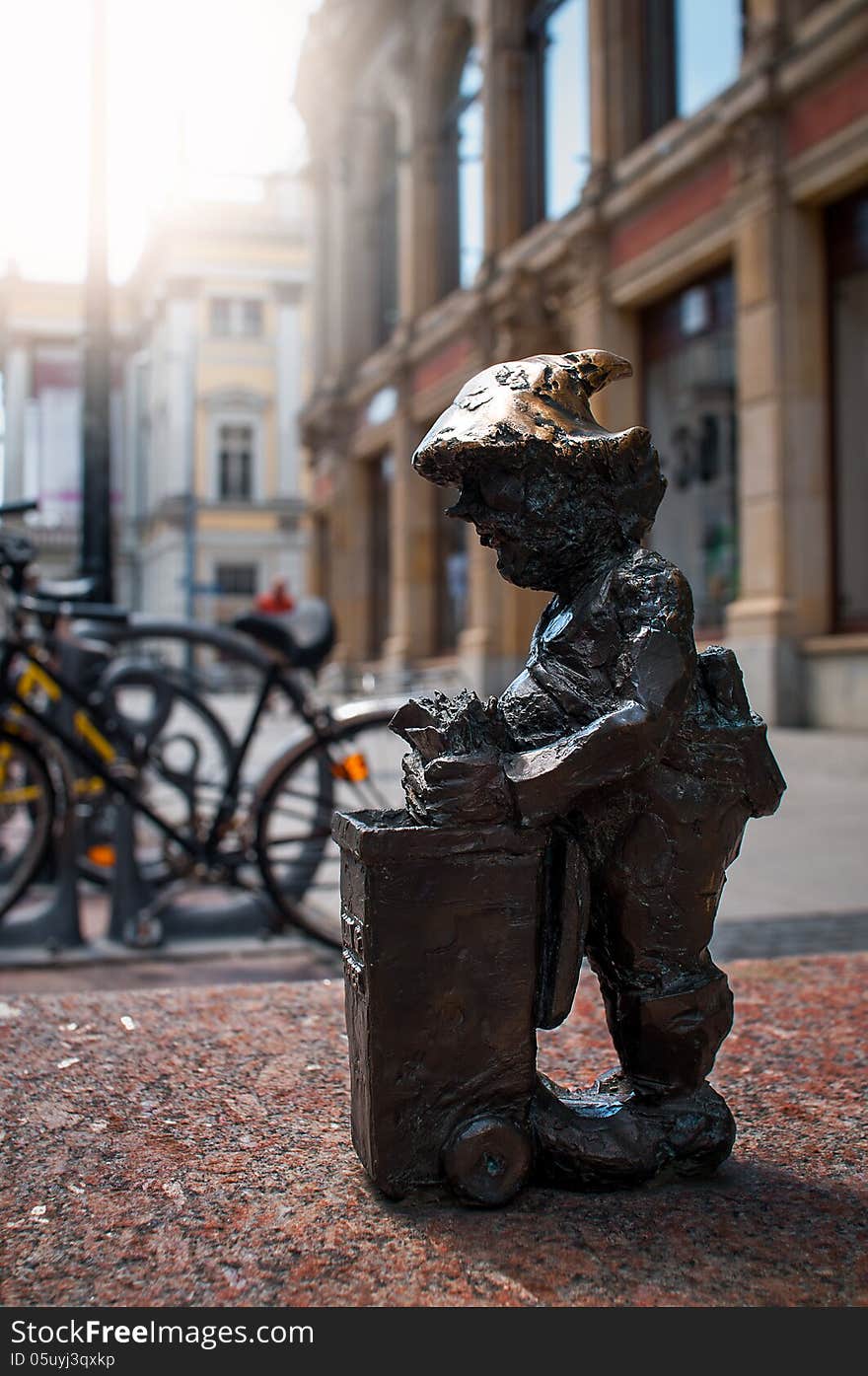 Symbol of Wroclaw, brass dwarf. There are more than 230 in the city and still they come!. Symbol of Wroclaw, brass dwarf. There are more than 230 in the city and still they come!