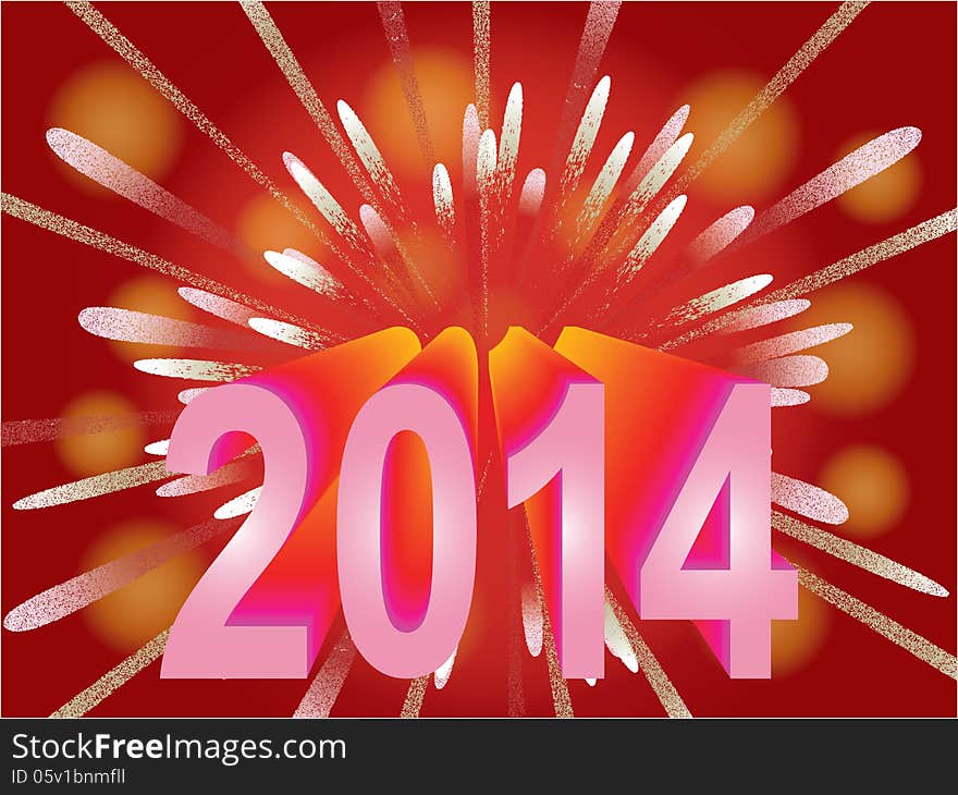 New Year 2014 holiday background with fireworks