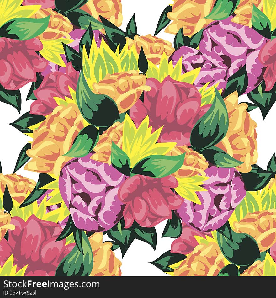 Vector seamless background with flowers. Vector seamless background with flowers