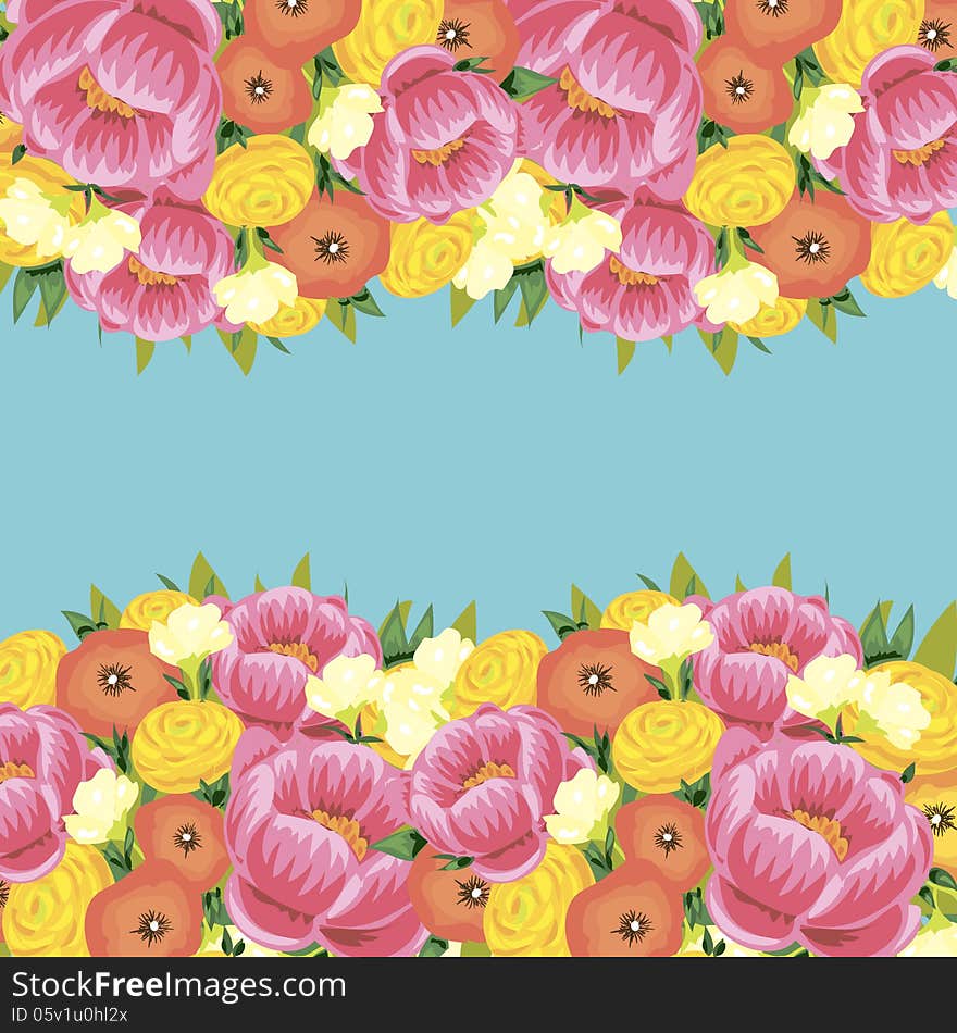 Vector summer background with flowers. Vector summer background with flowers