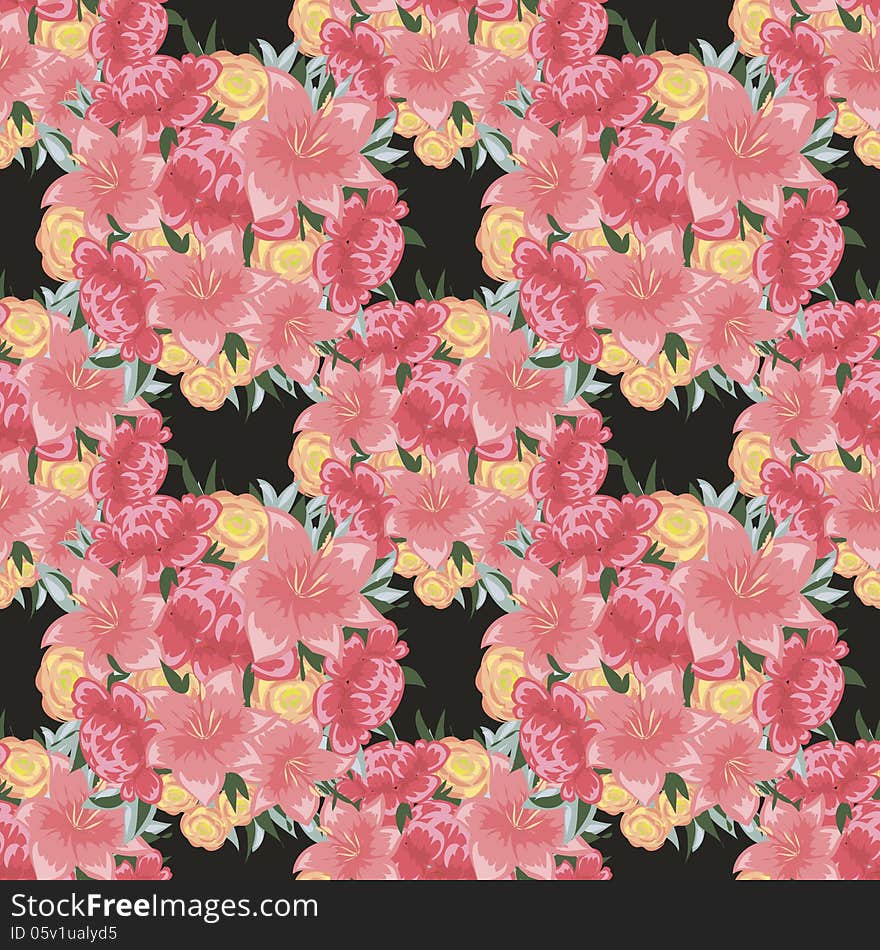 Vector seamless background with flowers. Vector seamless background with flowers