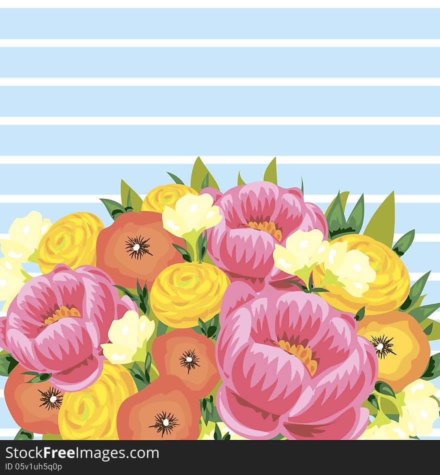 Vector summer background with flowers. Vector summer background with flowers