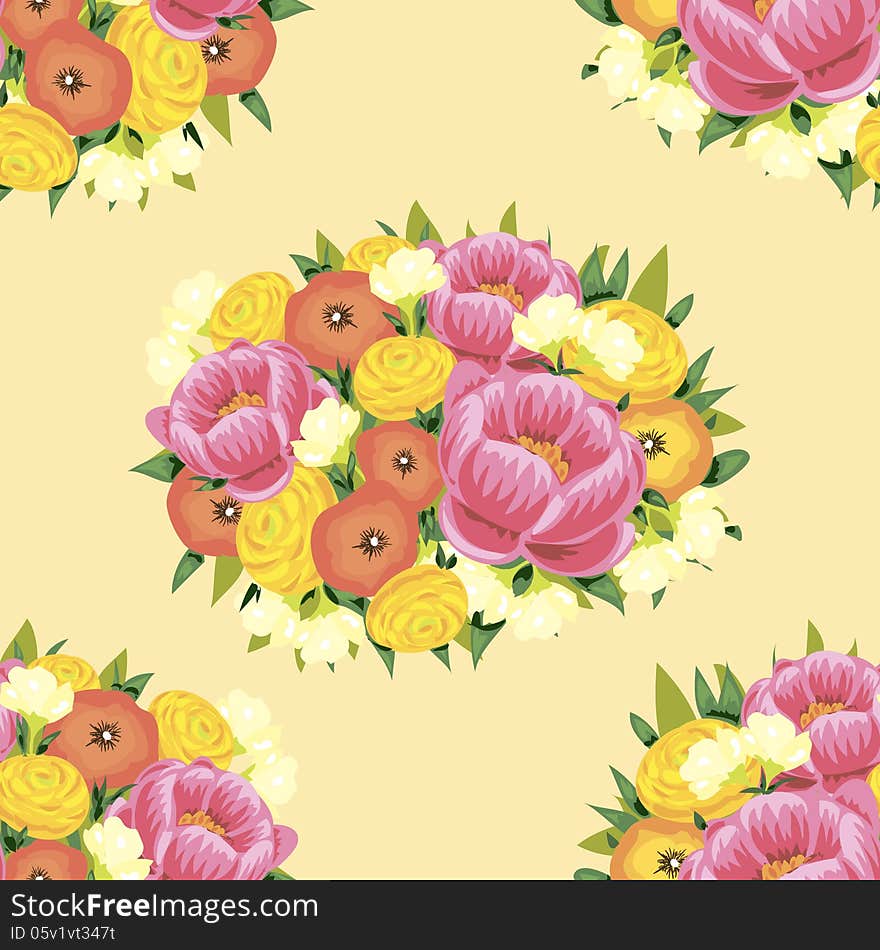 Vector seamless background with flowers. Vector seamless background with flowers