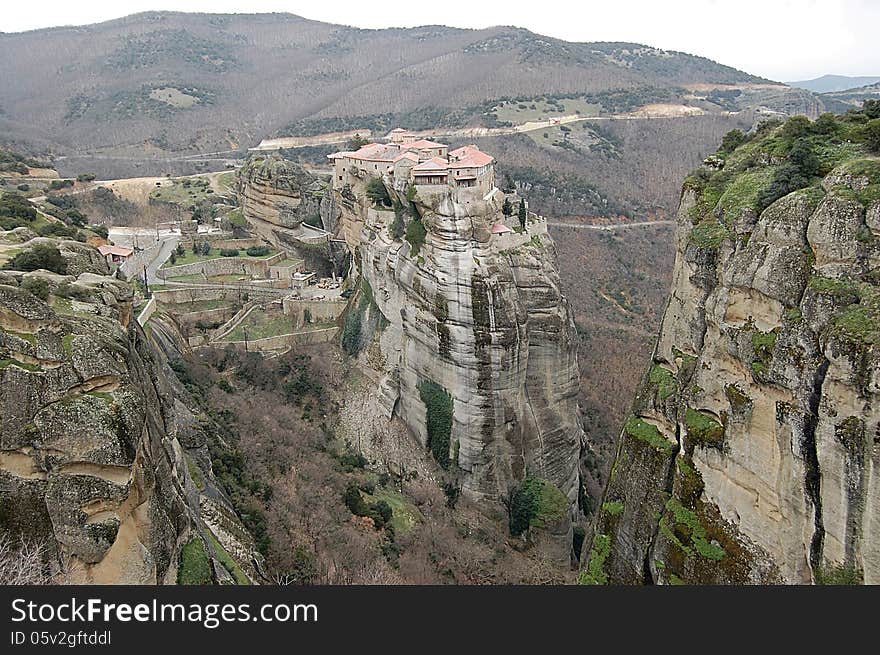 The big complexe Meteora in the winter. The big complexe Meteora in the winter