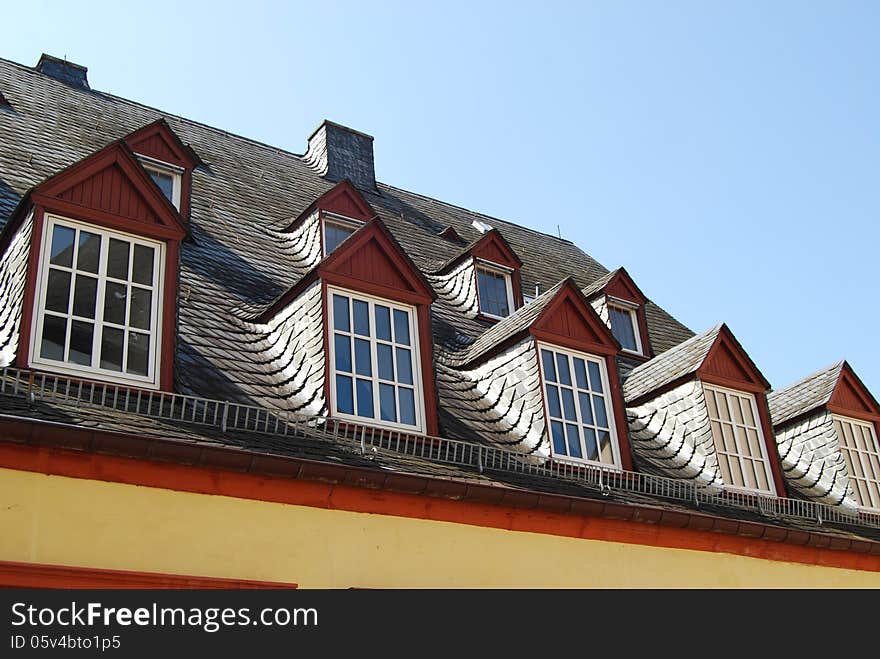 Artisanal German slate roof with dormer windows