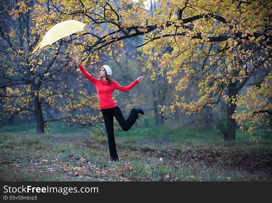 Girl in an autumn garden