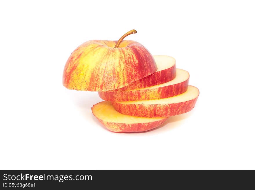 Sliced apple on white background. Sliced apple on white background