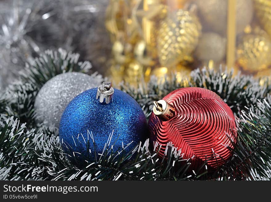 Christmas balls and garland for decoration