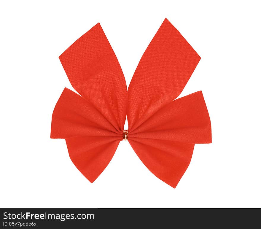 Red paper gift ribbon bow isolated on white background. Red paper gift ribbon bow isolated on white background