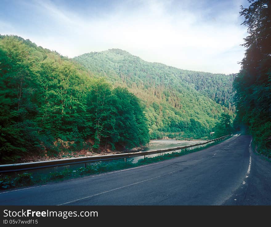 Road through the mountain.