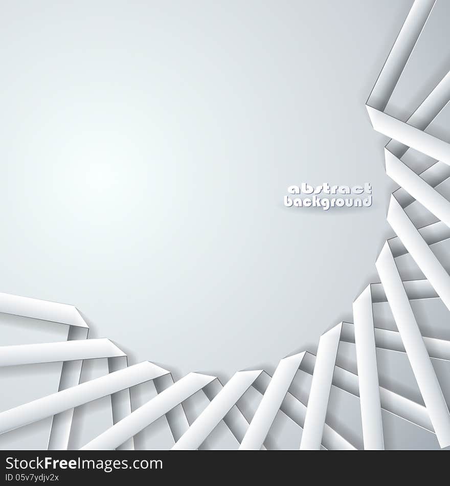 Abstract paper ribbons on gray background