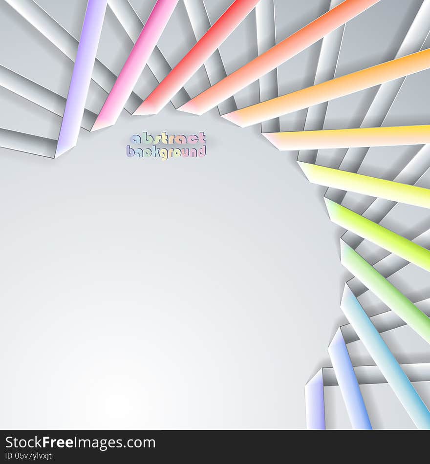 Abstract paper rainbow ribbons on gray background. Abstract paper rainbow ribbons on gray background