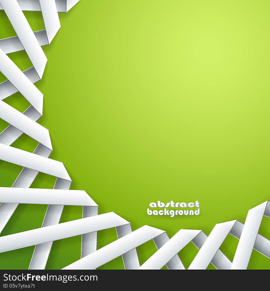 Abstract paper ribbons on green background