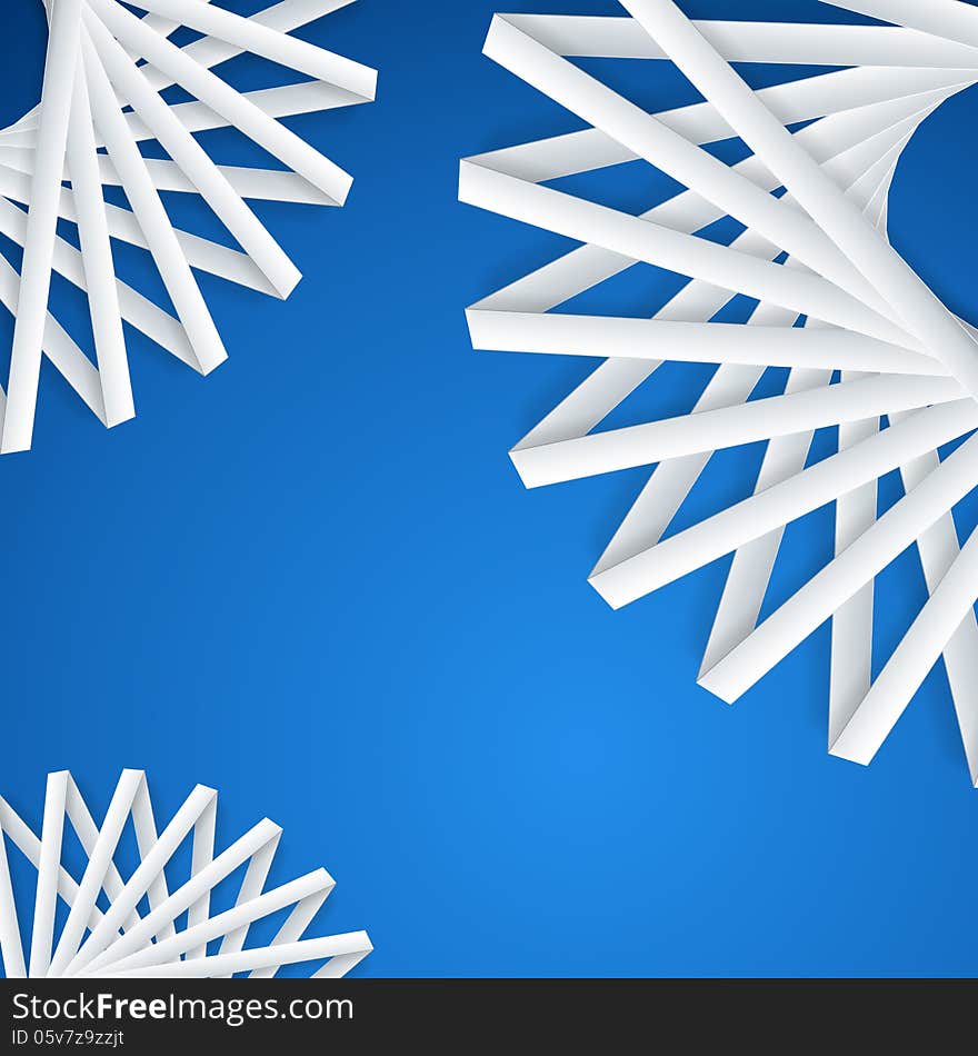 Abstract paper ribbons on blue background