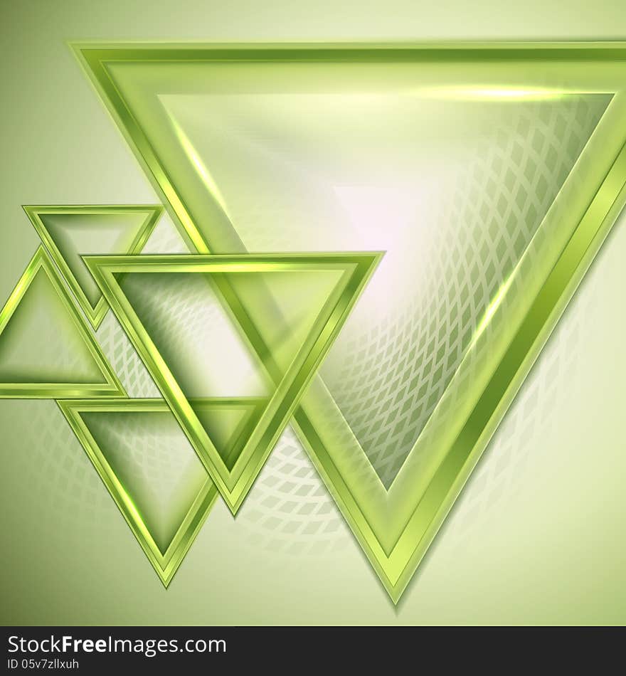 Green abstract background with triangles