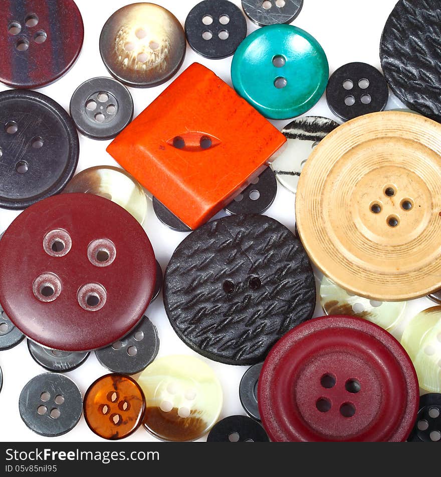 Multicolored buttons of different sizes and shapes