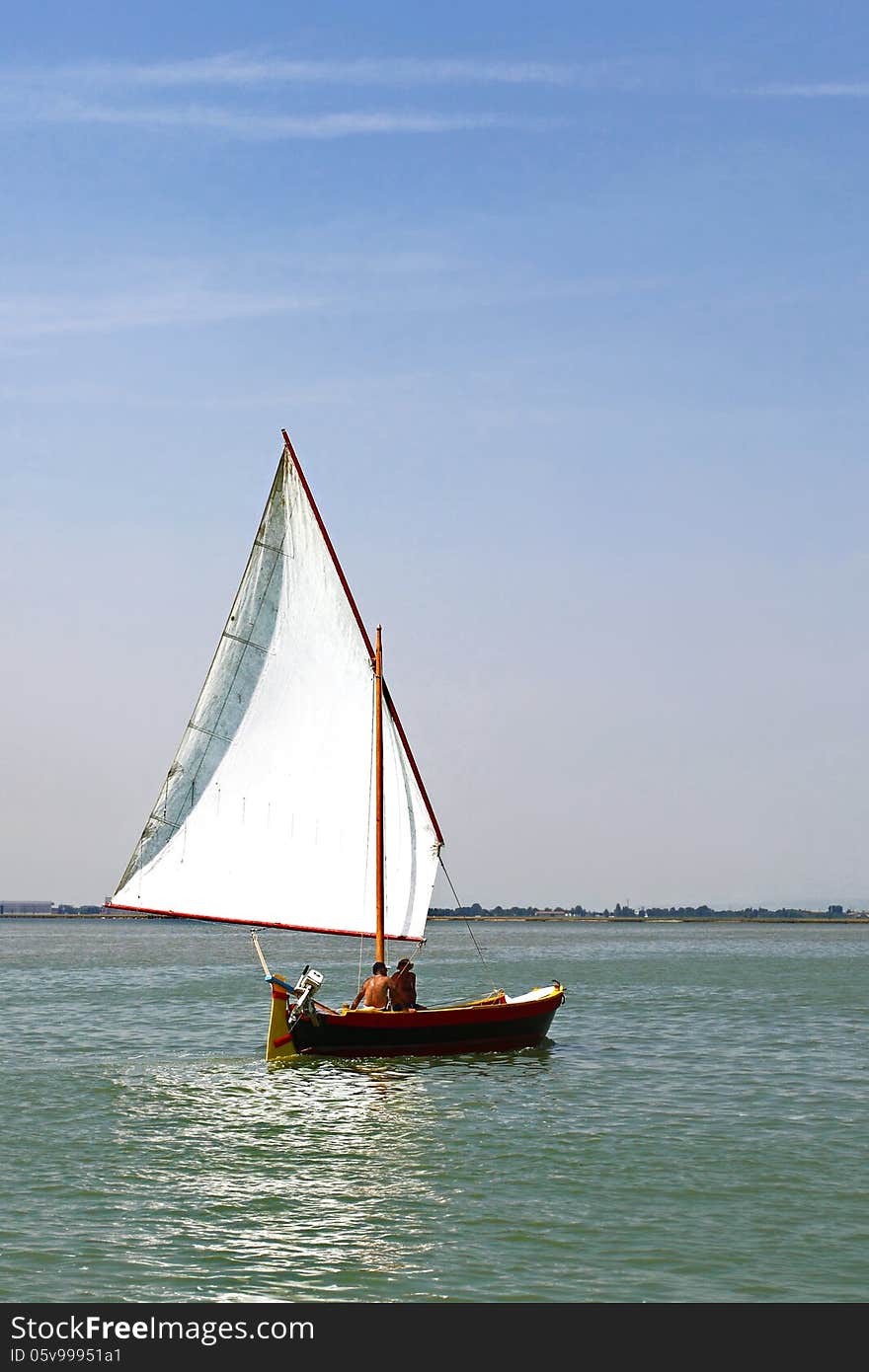 Sailing boat on the sea. Sailing boat on the sea