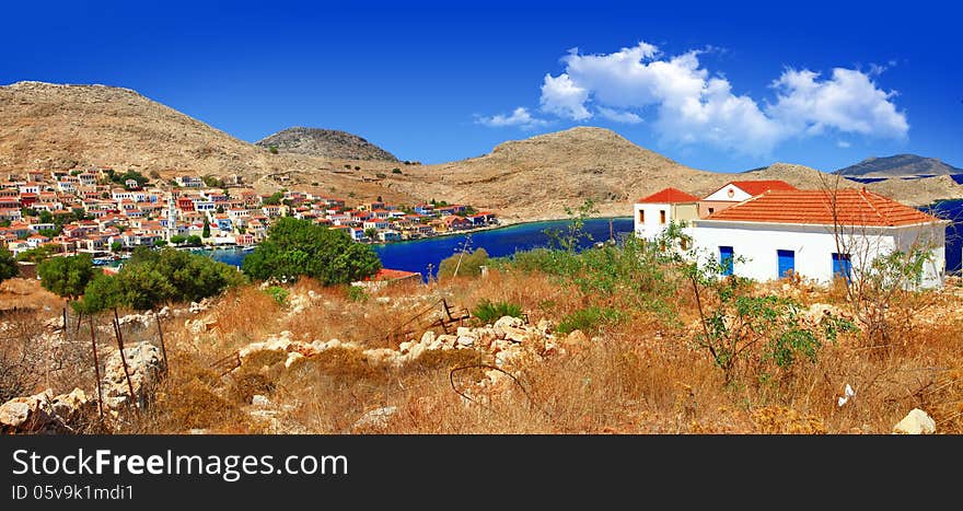 Scenic Grees, panoramic view of Halki island. Scenic Grees, panoramic view of Halki island