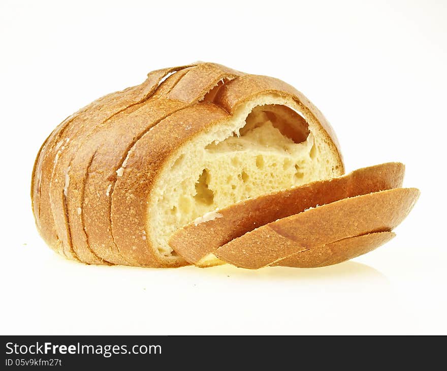 Slices set of craquelin belgium bread on white background. Slices set of craquelin belgium bread on white background