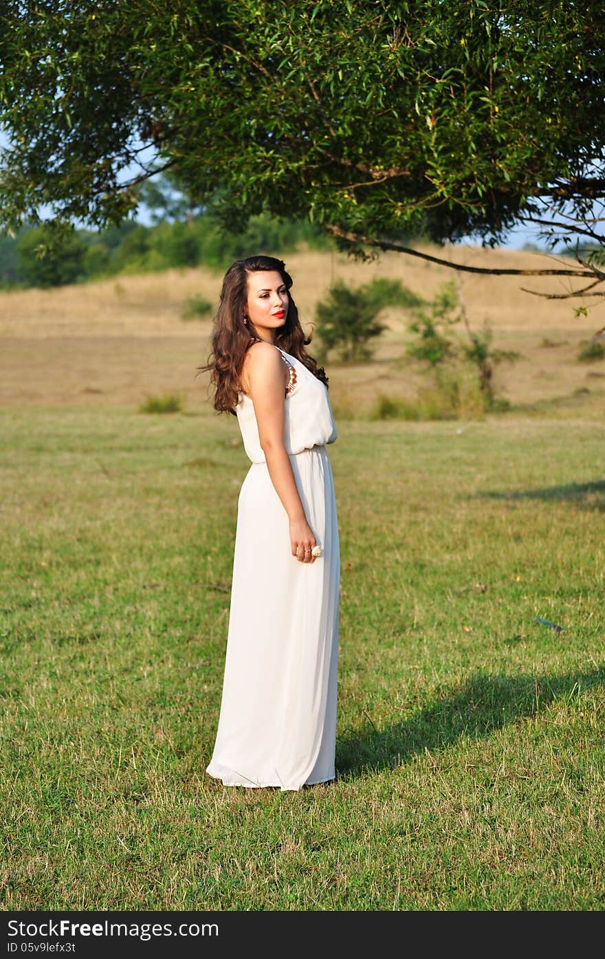 Bride in a beautiful natural landscape