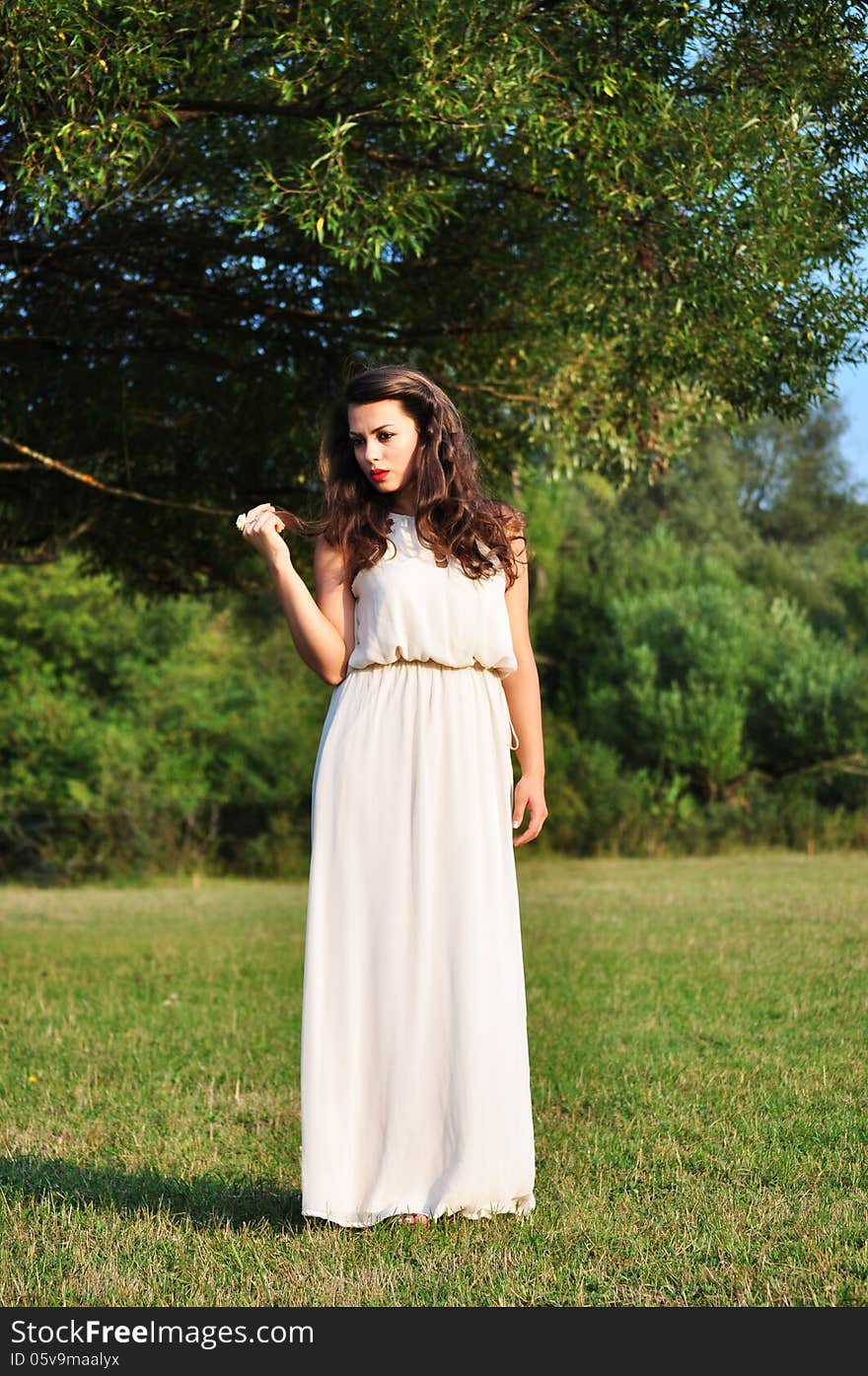 Bride in a beautiful natural landscape